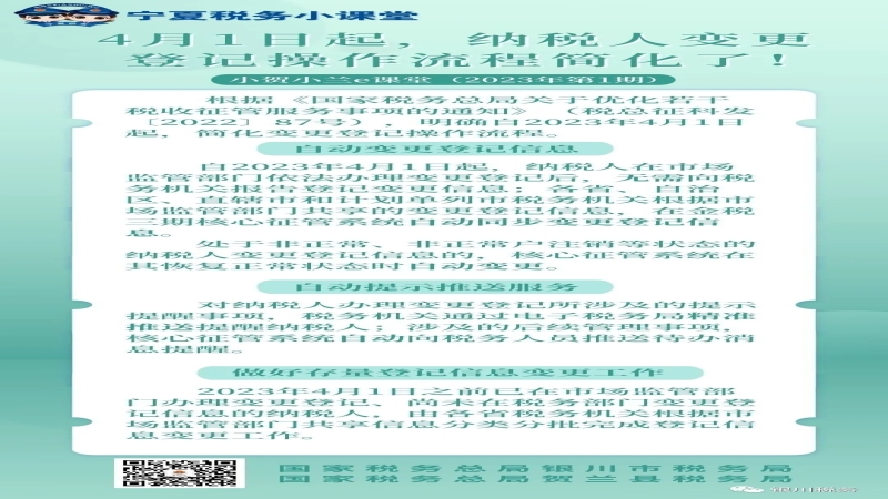 【税务课堂】4月1日起，纳税人变更登记操作流程简化了！